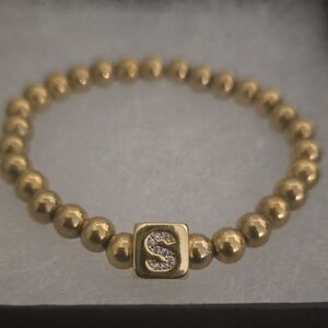 Nordstrom Gold Beaded Bracelet with Crystal Accent